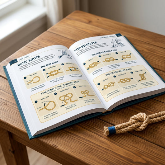 Open book spread showing two-tone knot diagrams